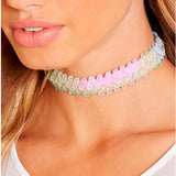 Hologram Sequin Tie Choker Necklace