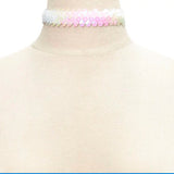Hologram Sequin Tie Choker Necklace