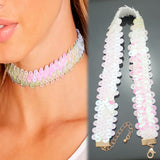 Hologram Sequin Tie Choker Necklace