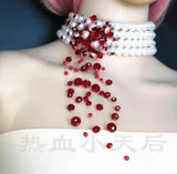 Y2K Blood Drop Pearl Multi-Layer Necklace