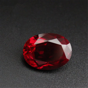 Blood-Red Oval Cut Ruby Gemstone Egg Shape Faceted Ruby Gem