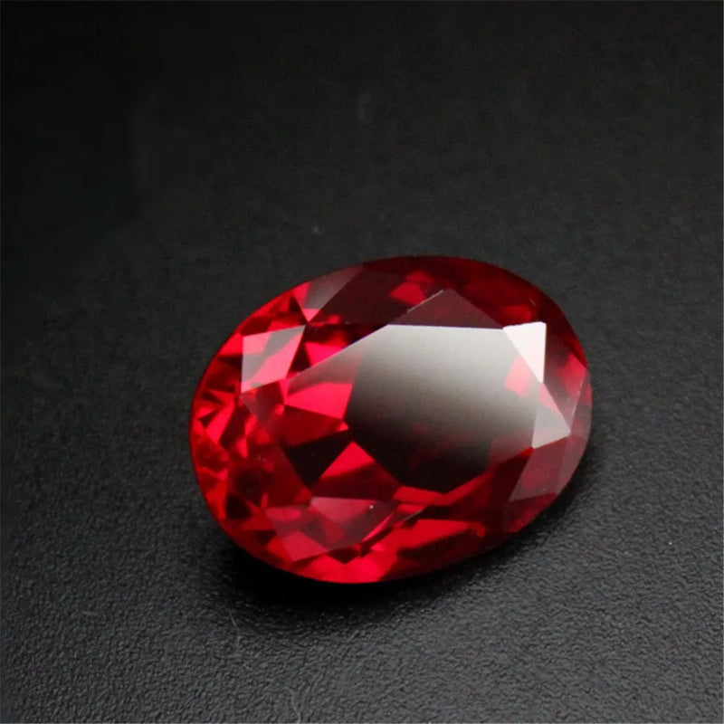 Blood-Red Oval Cut Ruby Gemstone Egg Shape Faceted Ruby Gem