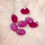 Blood-red Ruby Oval Faceted Frosted Bottom Loose Gemstone LAB-CREARED