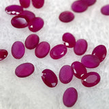 Blood-red Ruby Oval Faceted Frosted Bottom Loose Gemstone LAB-CREARED
