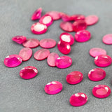 Blood-red Ruby Oval Faceted Frosted Bottom Loose Gemstone LAB-CREARED