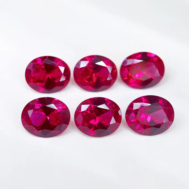 Blood-red Ruby Oval Faceted Loose Gemstone LAB-CREARED Red Corundum 5#