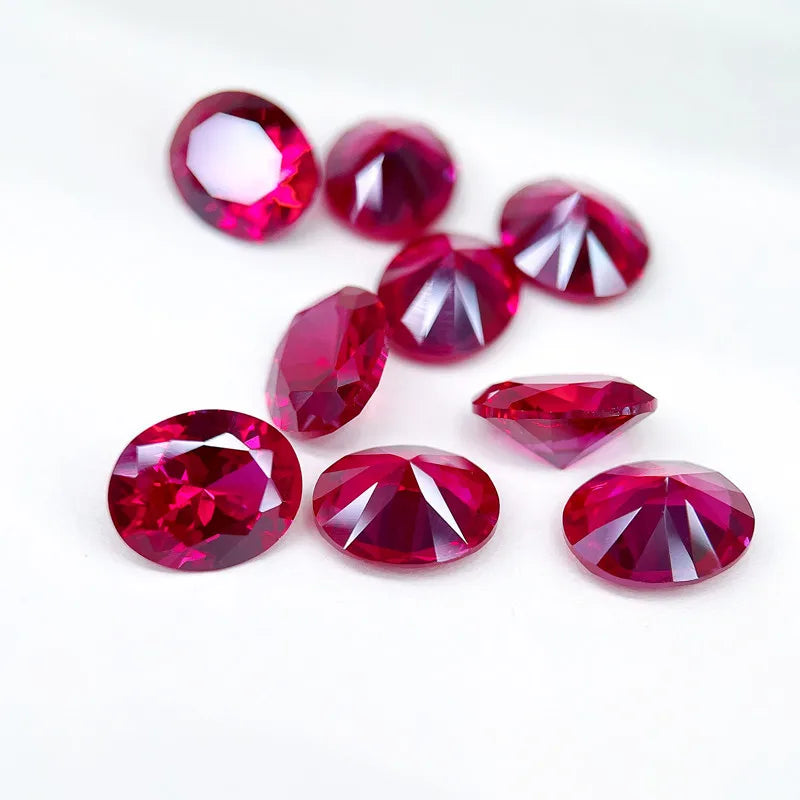 Blood-red Ruby Oval Faceted Loose Gemstone LAB-CREARED Red Corundum 5#