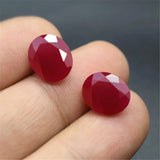 Blood-Red Oval Cut Ruby Gemstone Egg Shape Faceted