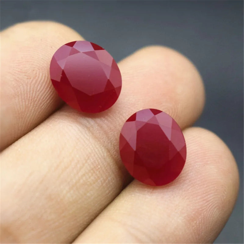 Blood-Red Oval Cut Ruby Gemstone Egg Shape Faceted