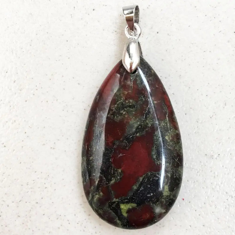 Bloodstone Carnelian Jaspe Howlite Chrysanthemum Water Drop Pendant Bead WB824