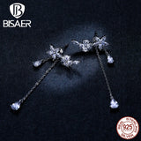 Luminous Flower CZ Stud Earrings 925 Silver