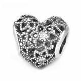 Clear CZ Crystal Charm Beads for DIY Bracelets 925 Sterling Silver