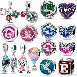 Flower Clover Butterfly Charm Bracelet Necklace Enamel Women Jewelry