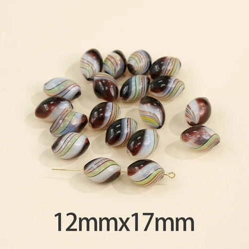 Striped Glass Beads DIY Earrings Jewelry Accessories