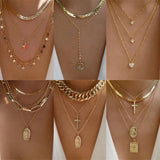 Bls-miracle Heart-Shaped Necklace For Women Multi-Layer Pendant Necklaces Set