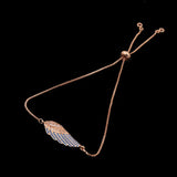 Blucome Angel Wings CZ Bracelet For Women Love Chain Bangle