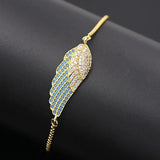 Blucome Angel Wings CZ Bracelet For Women Love Chain Bangle