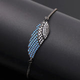 Blucome Angel Wings CZ Bracelet For Women Love Chain Bangle