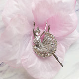 Ballet Girl Brass Brooch with Rhinestones