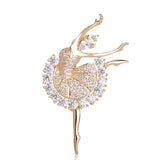 Ballet Girl Brass Brooch with Rhinestones