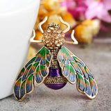 Enamel Insect Bee Brooch Crystal Gold Alloy Metal Brooches