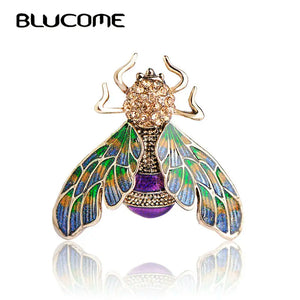 Enamel Insect Bee Brooch Crystal Gold Alloy Metal Brooches