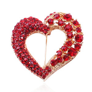 Red Love Heart Corsage Brooch for Women Kids Sweater Bag Hijab Pins