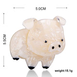 Large Pig Brooches Acrylic Crystal Jewelry Women Kid Winter Hat Pins