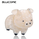 Large Pig Brooches Acrylic Crystal Jewelry Women Kid Winter Hat Pins