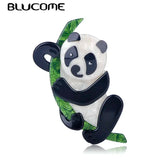 Bamboo Panda Shape Brooch Pin Acrylic Gunblack Jewelry for Girls Kids