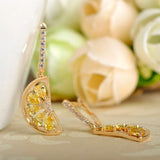 Orange Lemon CZ Earrings For Women Girls Fruit Dangle Ear Jewelry