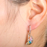Orange Lemon CZ Earrings For Women Girls Fruit Dangle Ear Jewelry