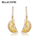 Orange Lemon CZ Earrings For Women Girls Fruit Dangle Ear Jewelry