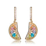 Orange Lemon CZ Earrings For Women Girls Fruit Dangle Ear Jewelry