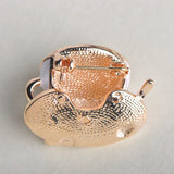 Coffee Cup Spoon Disc Shape Enamel Brooch Pins
