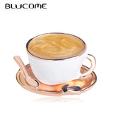 Coffee Cup Spoon Disc Shape Enamel Brooch Pins