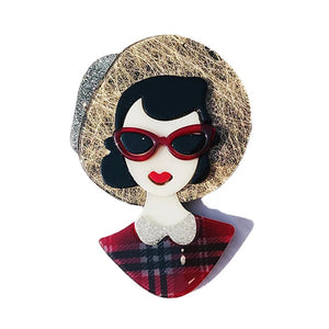 Acrylic Figure Brooch Corsage for Women Girls