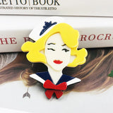 Acrylic Figure Brooch Hat Girls Pins for Women Girls Coat Hat Bag Hijab Pins