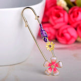 Pink Flower Bird Shape Brooch Pins Enamel Alloy Jewelry Women Girls
