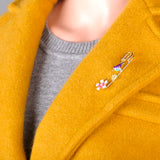 Pink Flower Bird Shape Brooch Pins Enamel Alloy Jewelry Women Girls