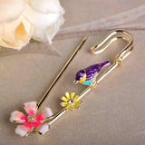 Pink Flower Bird Shape Brooch Pins Enamel Alloy Jewelry Women Girls