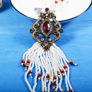 Red Enamel Tassel Pendant Necklace Women Jewelry
