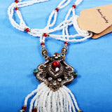 Red Enamel Tassel Pendant Necklace Women Jewelry