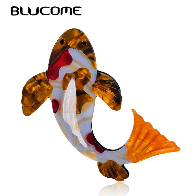 Vivid Carp Fish Shape Brooch Colourful Acrylic Jewelry Women Children Girl