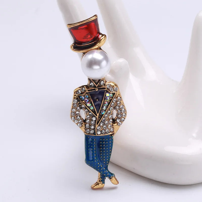 Fashionable Magician Brooch Rhinestone Suit Sweater Pin