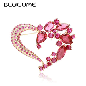 Love Shape Zircon Brooch Pin Women Jewelry Accessories