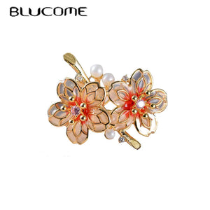 Red Plum Blossom Flowers Party Brooches For Women