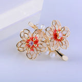Red Plum Blossom Flowers Party Brooches For Women