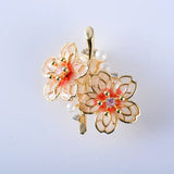 Red Plum Blossom Flowers Party Brooches For Women
