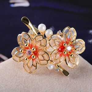 Red Plum Blossom Flowers Party Brooches For Women